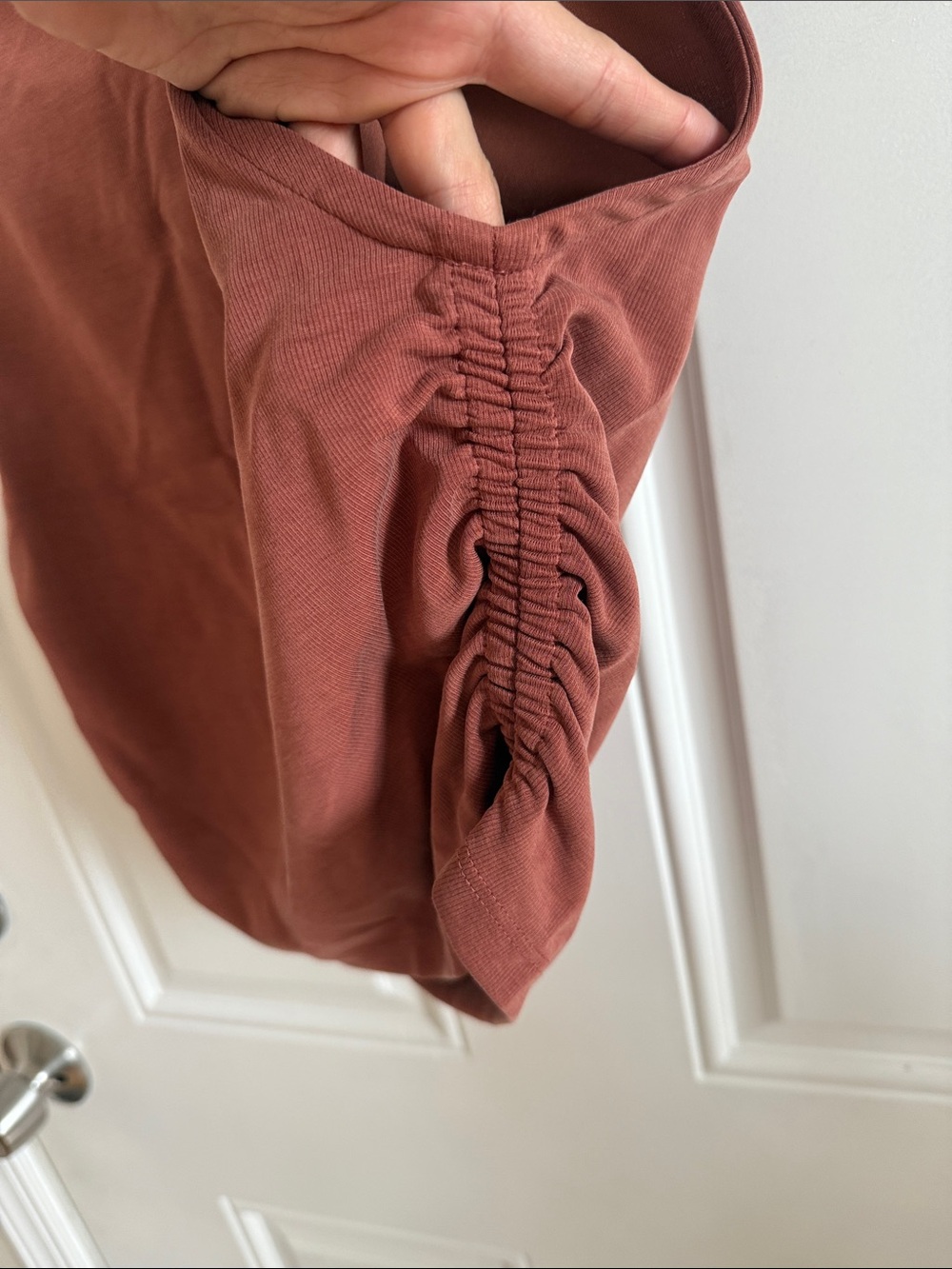 Boatneck Ruched Side Tank Top - Rust - Picture 3 of 3